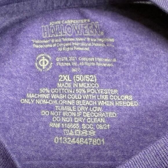 John Carpenter’s Halloween Everyone Is Entitled To One Good Scare Tee Purple 2XL - Picture 5 of 7